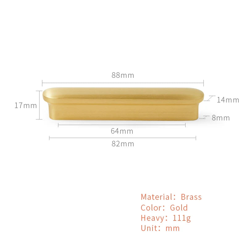 Gouden Massief Messing Greep – Keukenkast & Ladehardware