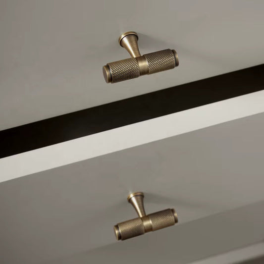 Luxe bronzen kastgreep met diamantstructuur - Messing