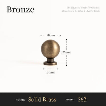 Antieke Messing Ronde Kastknop – Vintage Bronzen Greep voor Keuken & Meubels