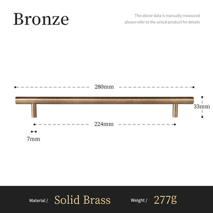 Bronzen meubelgreep van massief messing, 280mm, modern design, luxe hardware Aurel