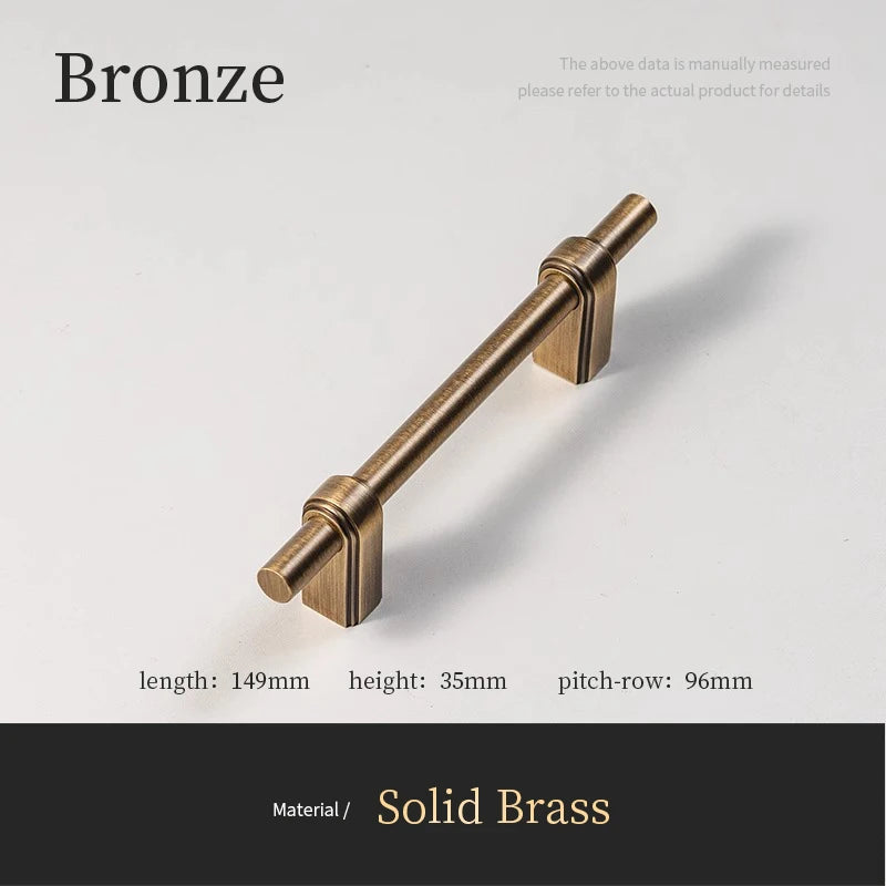 Bronzen meubelgreep van massief messing, modern design, 149mm lang, Aurel luxury hardware