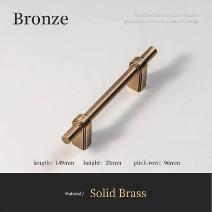 Bronzen meubelgreep van massief messing, modern design, 149mm lang, Aurel luxury hardware