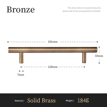 Bronzen meubelgreep van massief messing, moderne ladegreep 181mm, luxe Aurel hardware.