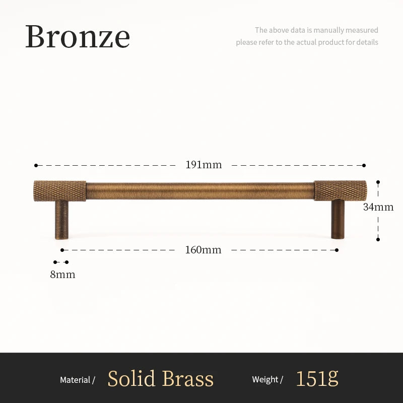 Massief Messing Cross Knurled T-Bar Greep – Bronze Meubel & Keukenkast