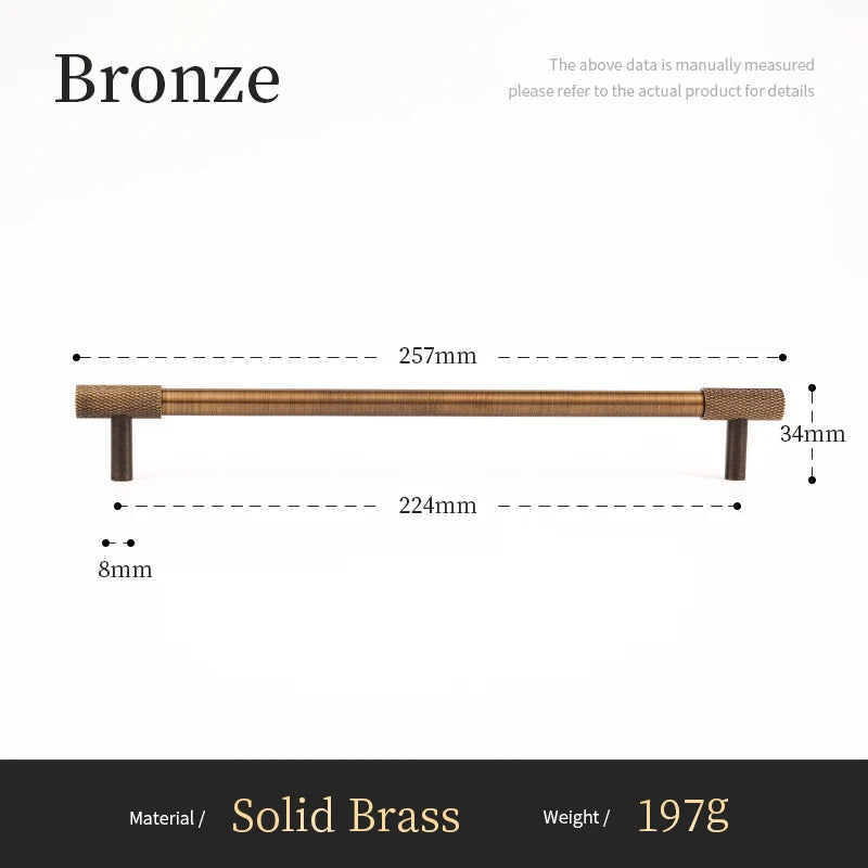 Massief Messing Cross Knurled T-Bar Greep – Bronze Meubel & Keukenkast