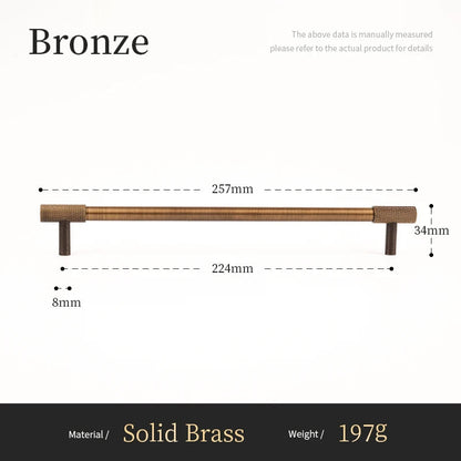 Massief Messing Cross Knurled T-Bar Greep – Bronze Meubel & Keukenkast