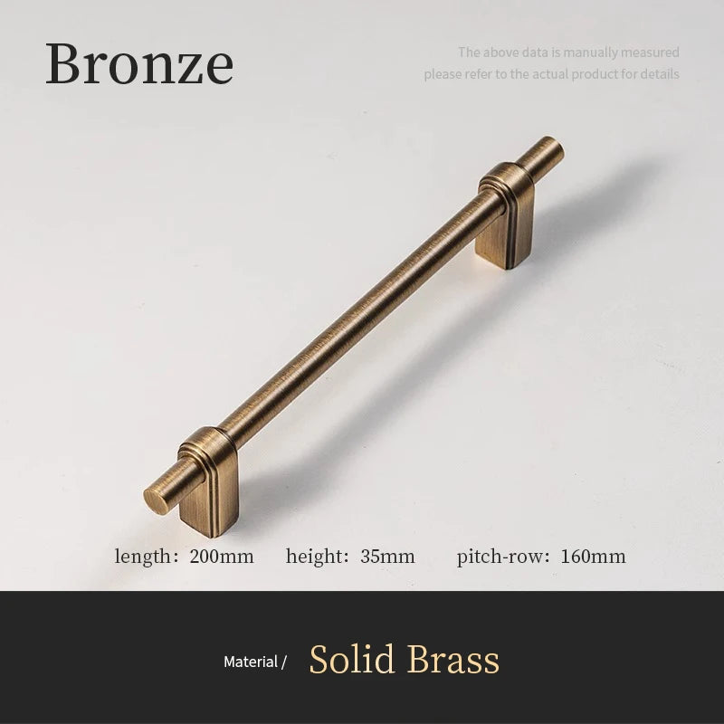 Bronzen meubelgreep van massief messing, 200mm, modern design, Aurel luxery hardware