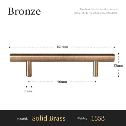 Bronzen massief messing ladegreep 151mm, modern design, Aurel luxery hardware