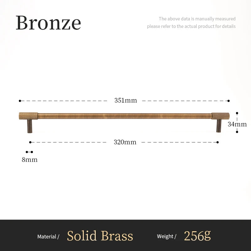 Massief Messing Cross Knurled T-Bar Greep – Bronze Meubel & Keukenkast