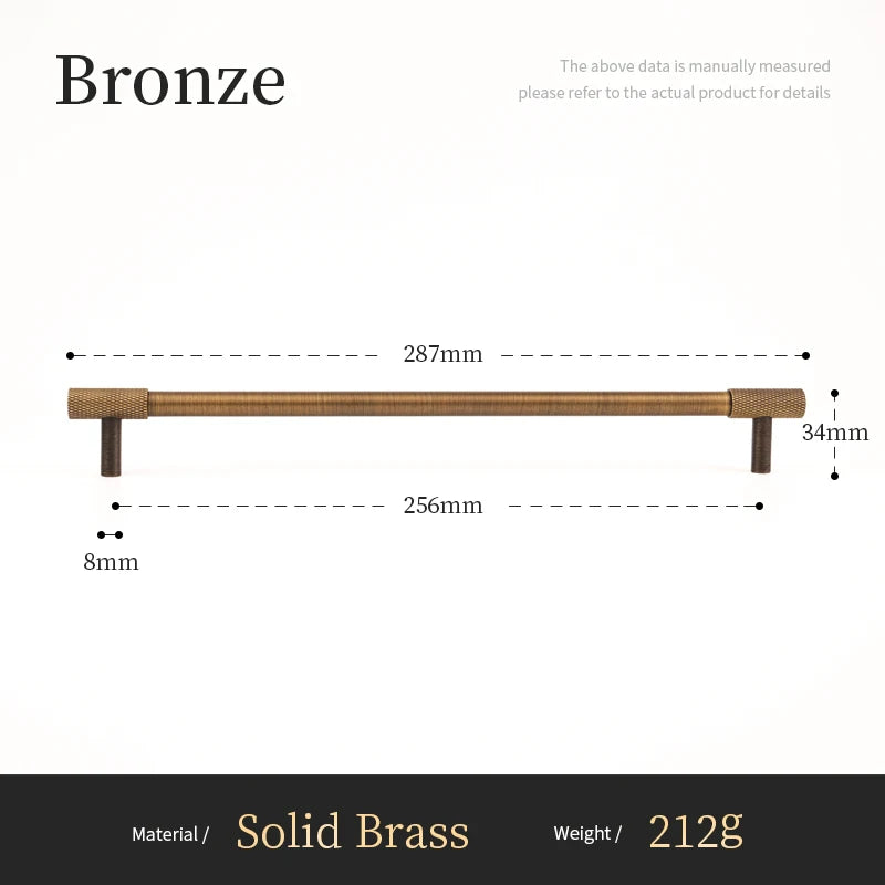 Massief Messing Cross Knurled T-Bar Greep – Bronze Meubel & Keukenkast