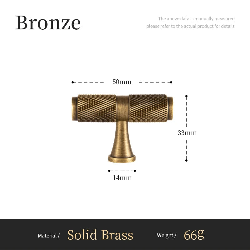 Massief Messing Cross Knurled T-Bar Greep – Bronze Meubel & Keukenkast