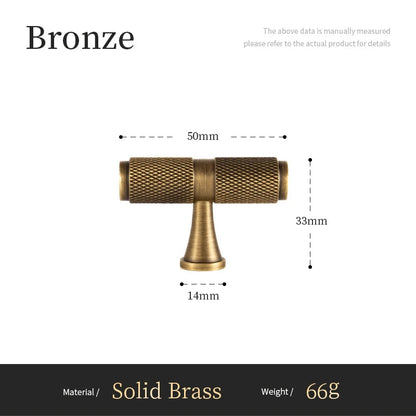 Massief Messing Cross Knurled T-Bar Greep – Bronze Meubel & Keukenkast
