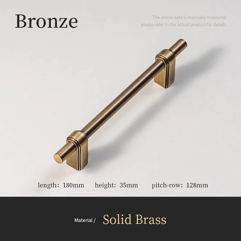 Bronzen massief messing meubelgreep 180mm, luxe hardware voor moderne en klassieke interieurs.