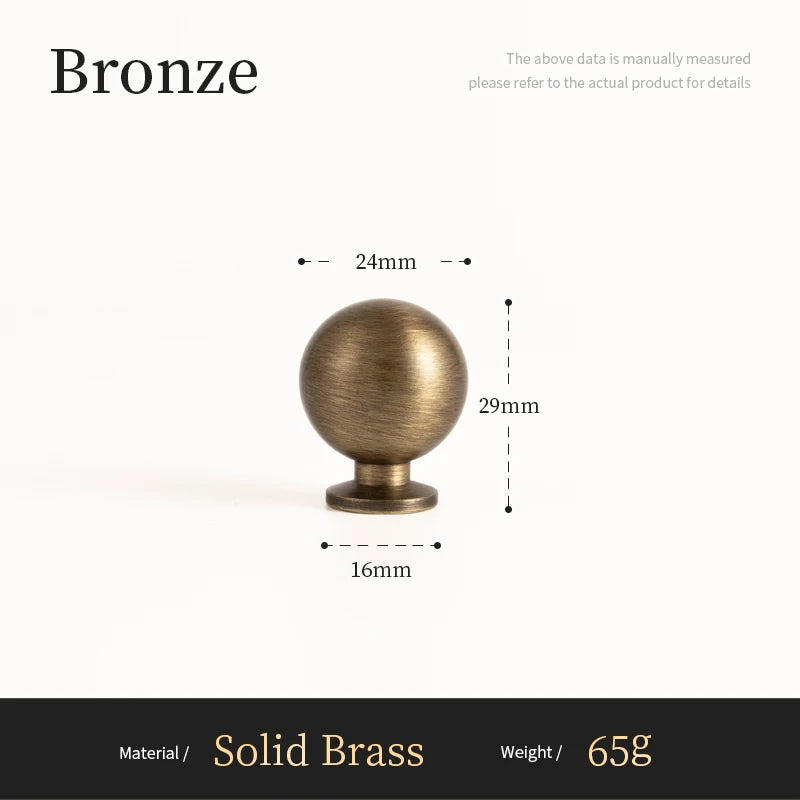 Antieke Messing Ronde Kastknop – Vintage Bronzen Greep voor Keuken & Meubels
