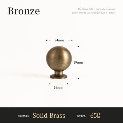 Antieke Messing Ronde Kastknop – Vintage Bronzen Greep voor Keuken & Meubels