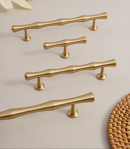 Massief Messing Geborstelde Bamboe Greep – Keuken & Kastlade Hardware