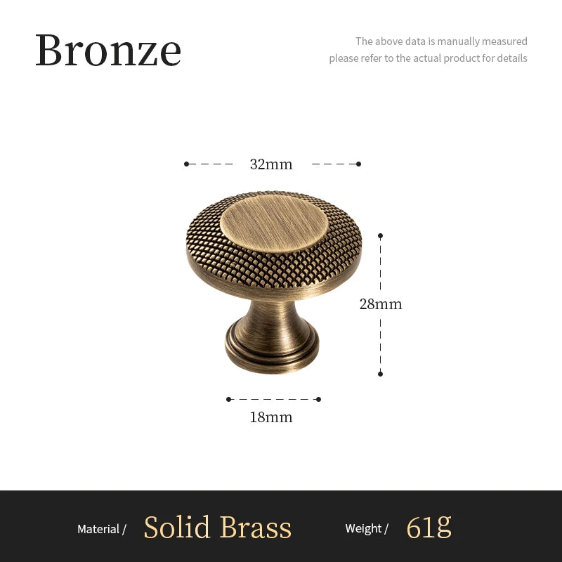 Antieke Messing T-Bar Kastgrepen met Knurled Grid – Vintage Bronzen Keukenaccessoires