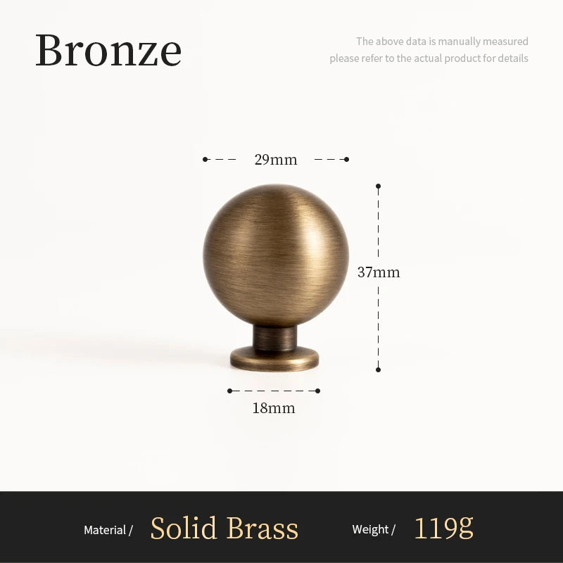Antieke Messing Ronde Kastknop – Vintage Bronzen Greep voor Keuken & Meubels
