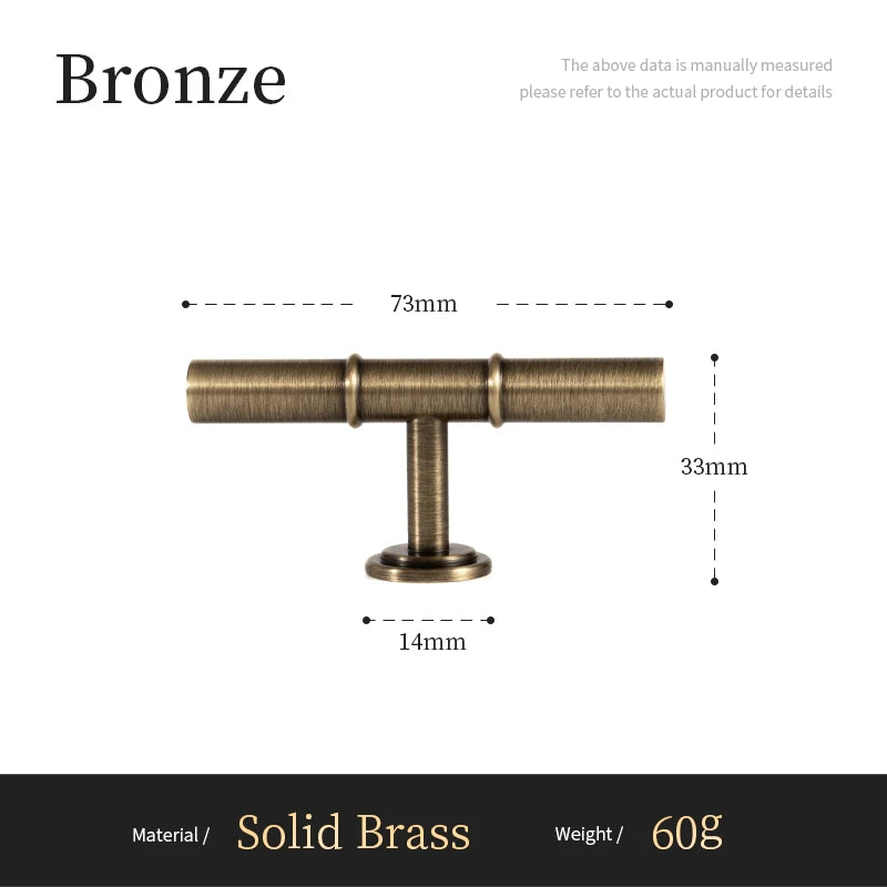 Antieke Messing T-Bar Greep & Conische Knop – Minimalistische Kastgreep