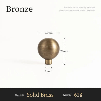 Antieke Messing Ronde Kastknop – Vintage Bronzen Greep voor Keuken & Meubels